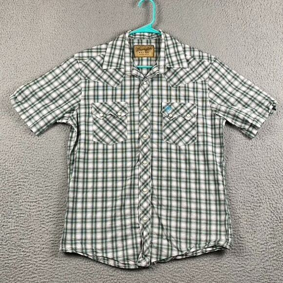 Wrangler Retro Pearl Snap Shirt Men's Small Green Plaid Western Rodeo Cowboy - Picture 1 of 10